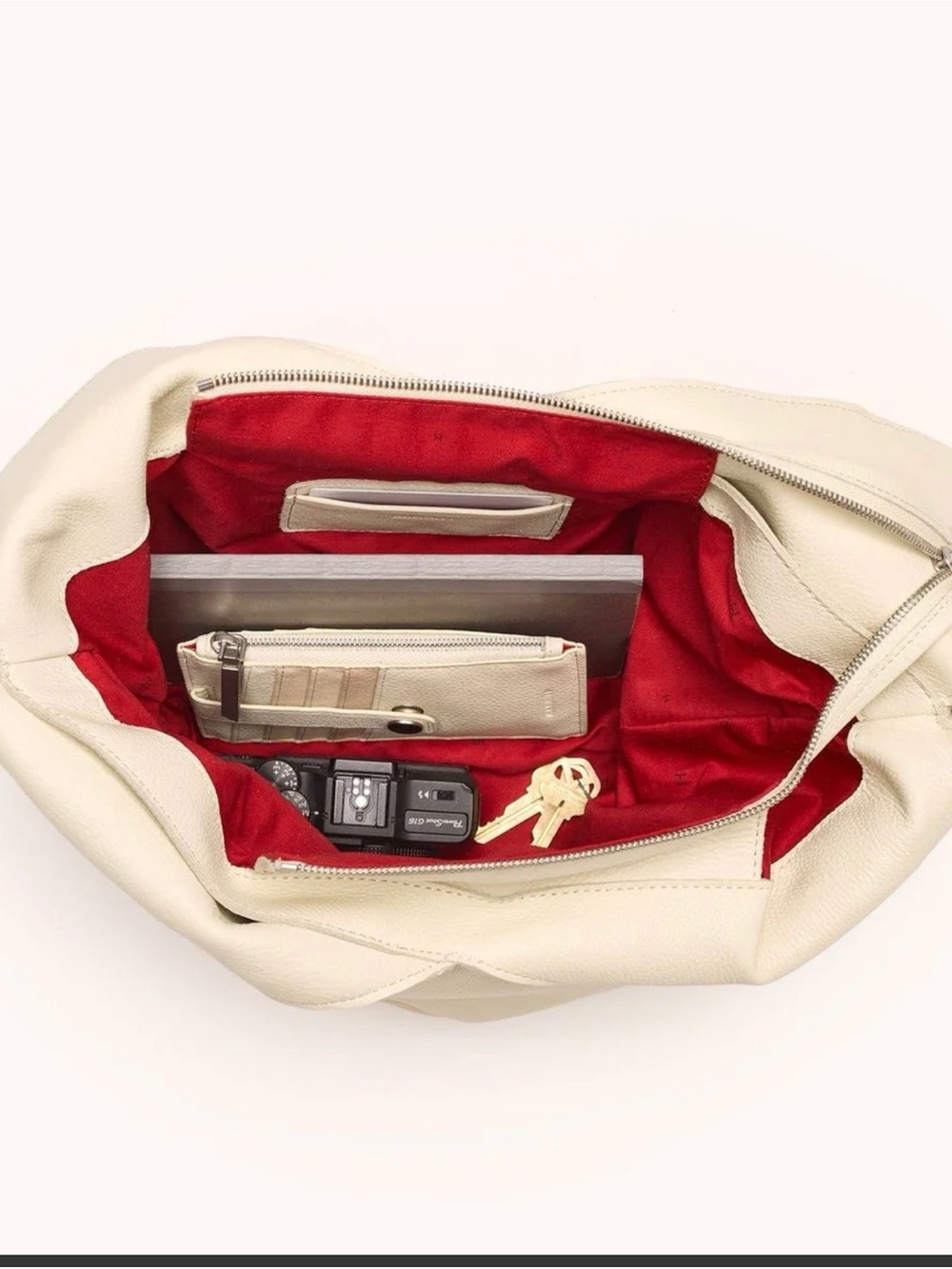 Hammitt Cream and Beige Two-Tone Leather Shoulder Bag - Picture 6 of 13